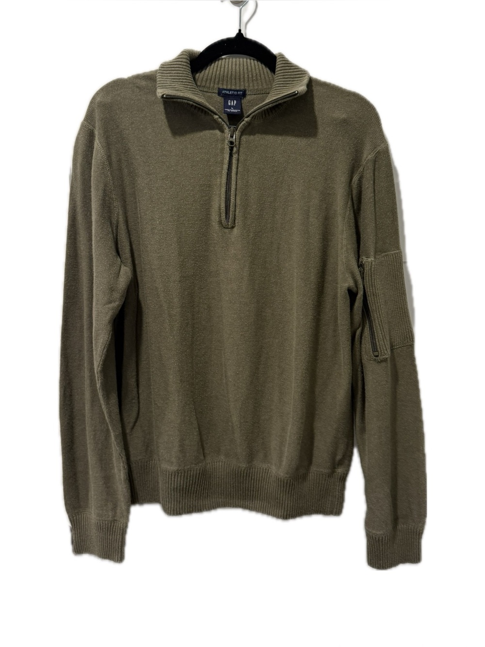 Gap Men’s Half Zip Knit Sweater in Olive